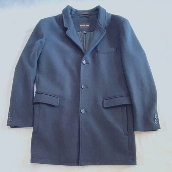 Michael Kors stretch wool blend dress car coat Men's Extra Large dark grey warm - Picture 1 of 9